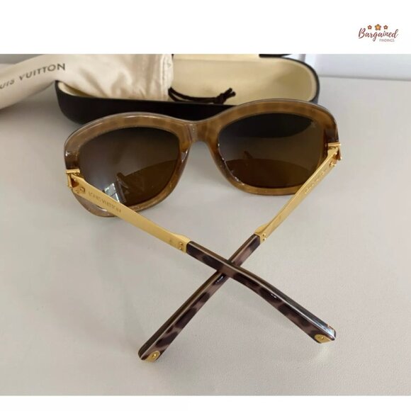 Authentic LOUIS VUITTON Brown/Beige Leopard Spotted Acetate Sunglasses Z0558W - Picture 11 of 12